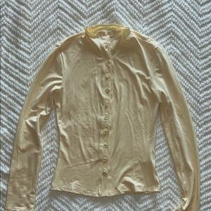 Light Yellow Button-Front Long Sleeve Top